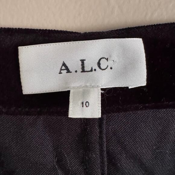 A.L.C. Black Ivy Velvet Button Front Long Sleeve Gold Button Mini Dress 10 - Picture 3 of 5